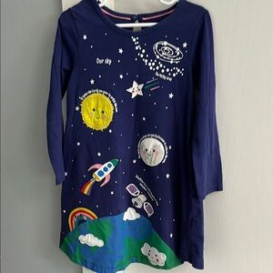 Mini Boden Blue Galaxy Casual Dress sz 4-5Y